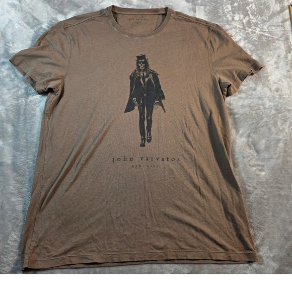 John Varvatos Other - John Varvatos T-Shirt Mens Medium Brown Skeleton Graphic Top Hat Tee
